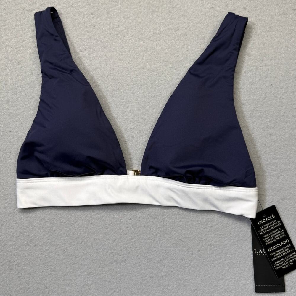 Ralph Lauren Women's Banded Modern V-Neck Bikini Top navy/white 8 $85
